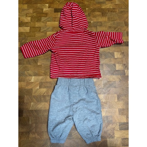 Carters Newborn 0m Red White Striped‎ Hoodie Pants Set HUGS Baby Valentine's Day - Picture 3 of 5